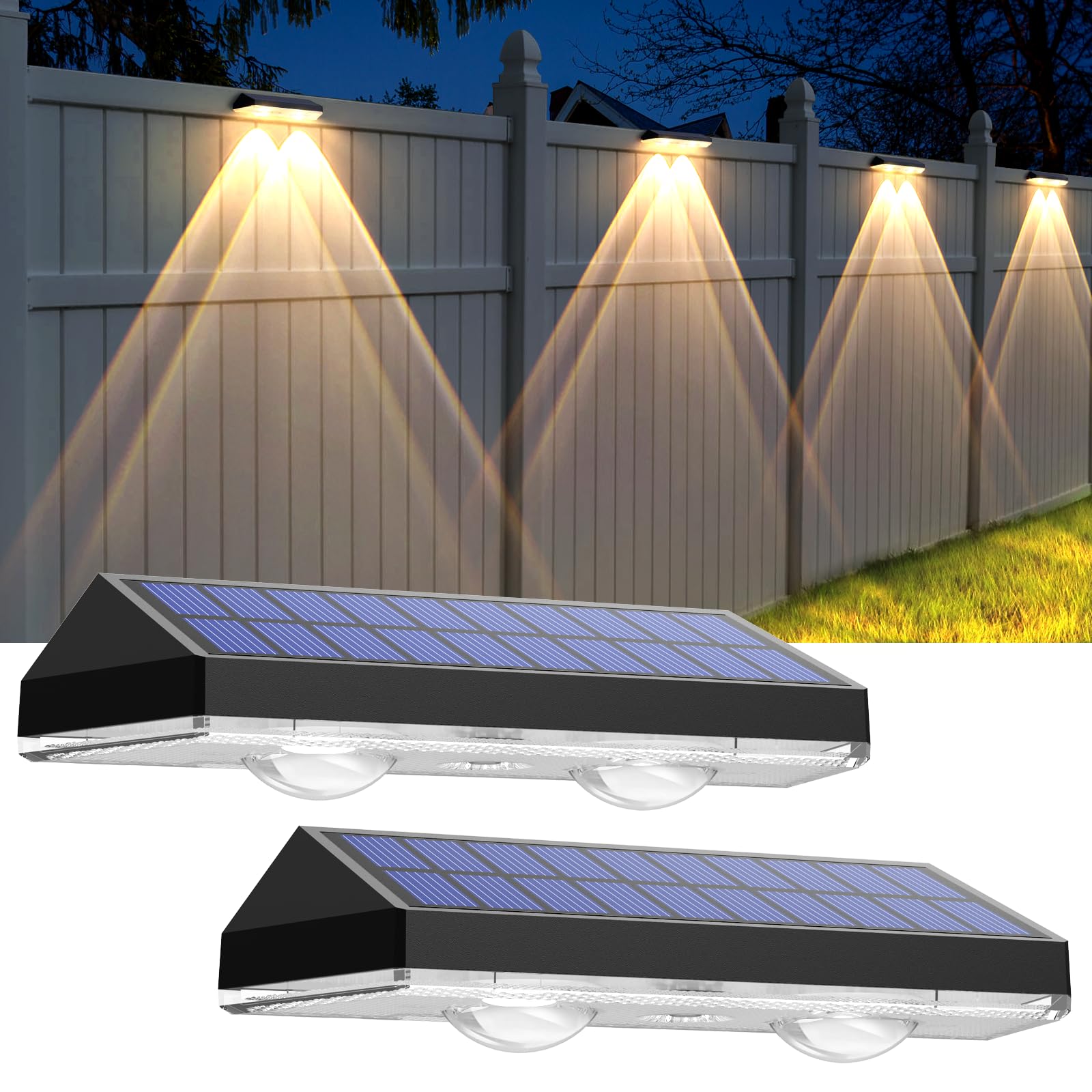 LIANGLOME solar fence lights pack illuminate fences with energy-efficient brightness.