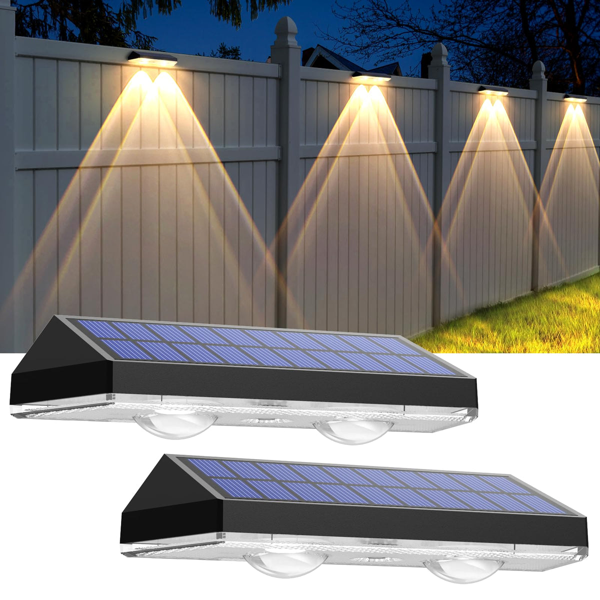 LIANGLOME solar fence lights pack illuminate fences with energy-efficient brightness.