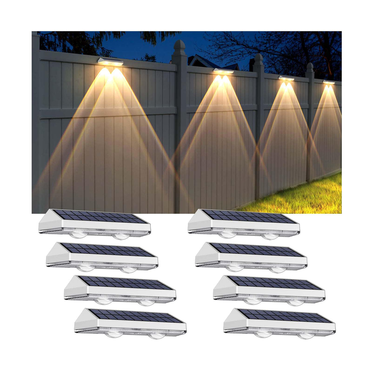 LIANGLOME solar fence lights in packaging box for gifting.