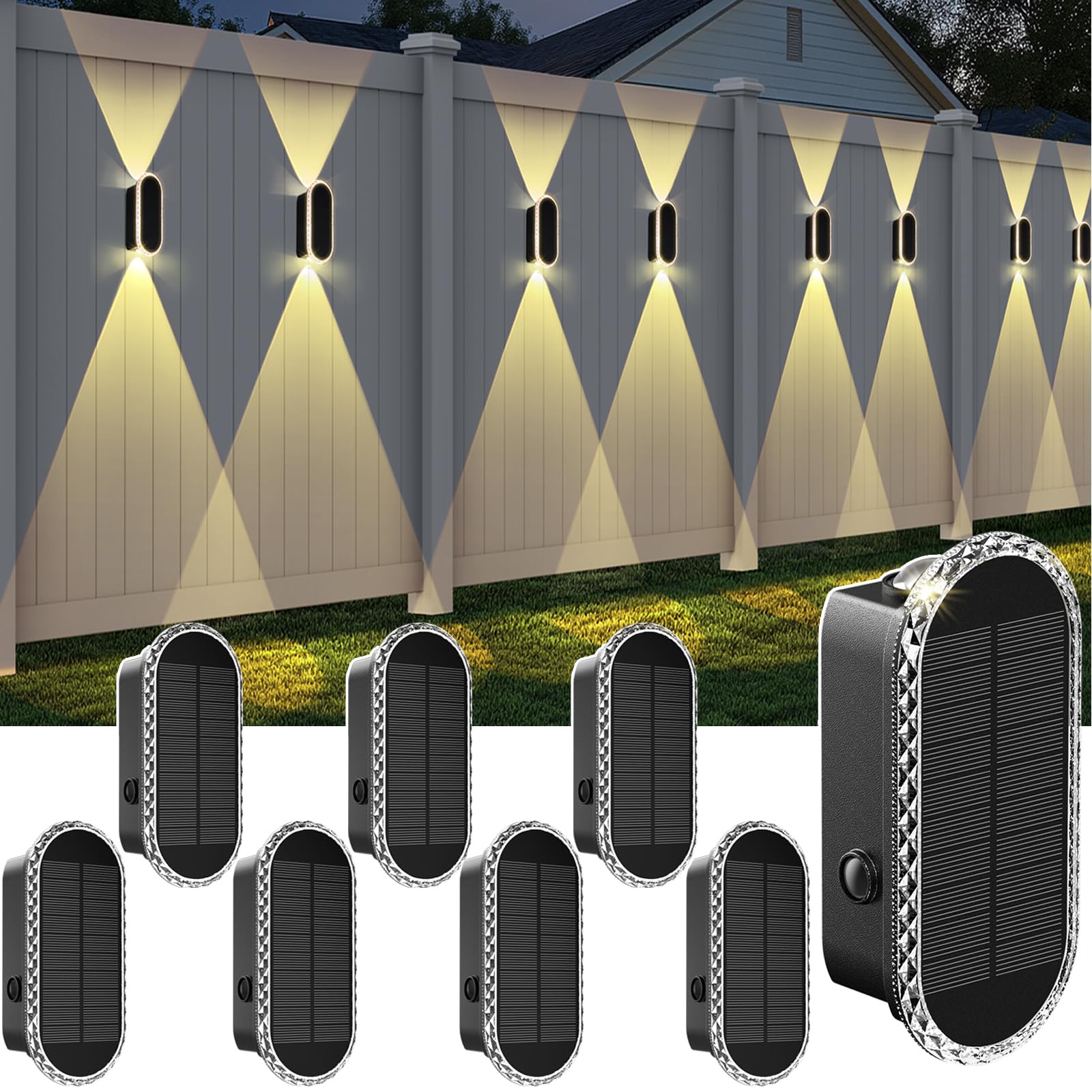 LIANGLOME solar fence lights up-down beam for fence and steps.