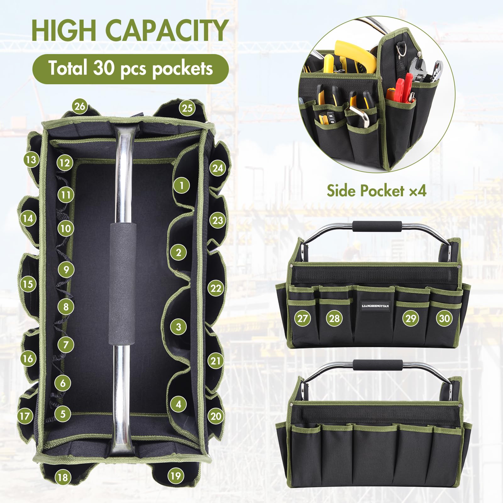 LIANGSHENGYUAN open-top tool bag for quick access on site.