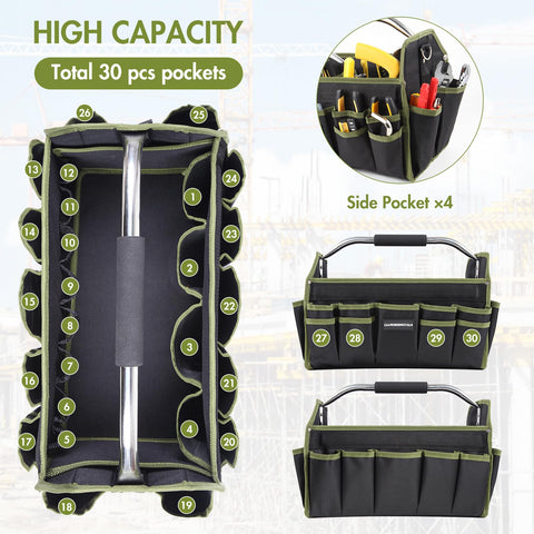 LIANGSHENGYUAN tool tote showing 22 pockets for organized storage on site