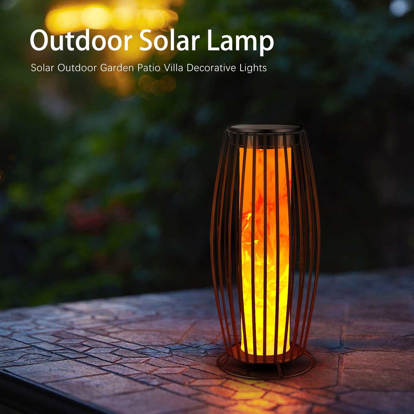 LIANGTUKING solar flame lamp on deck providing soft evening illumination