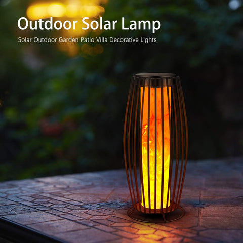 LIANGTUKING solar flame lamp on deck providing soft evening illumination