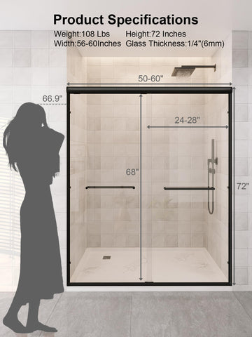 LianLobo shower door side profile showing slim footprint