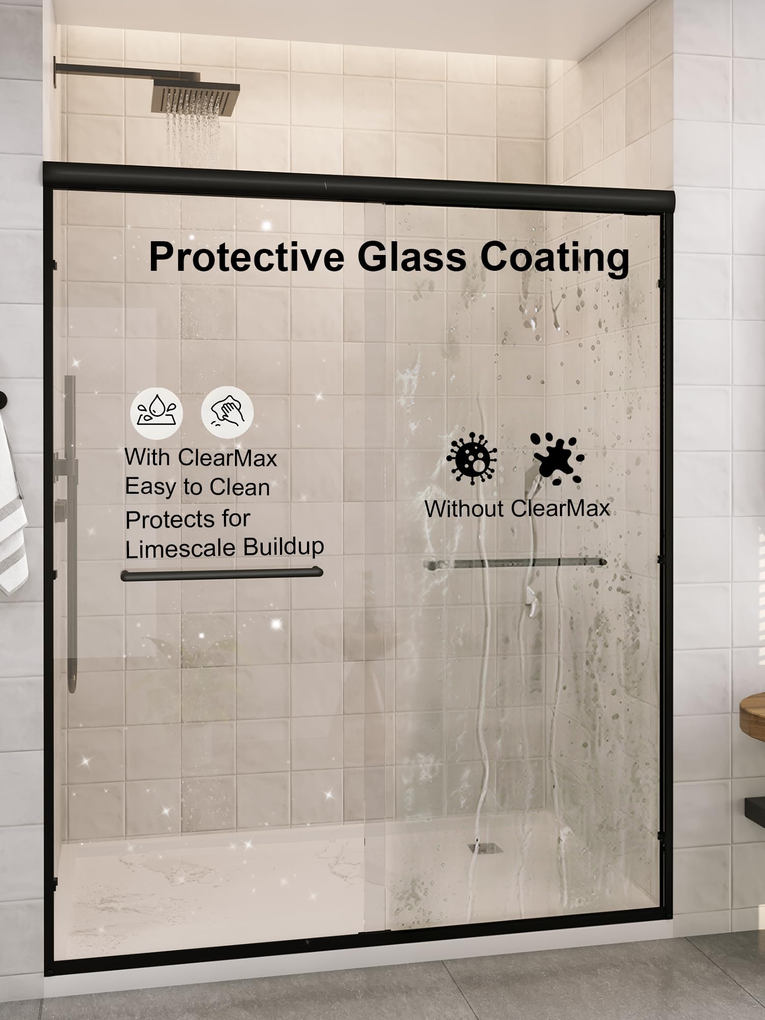 LianLobo walk-in shower fit example for 56-60 in width