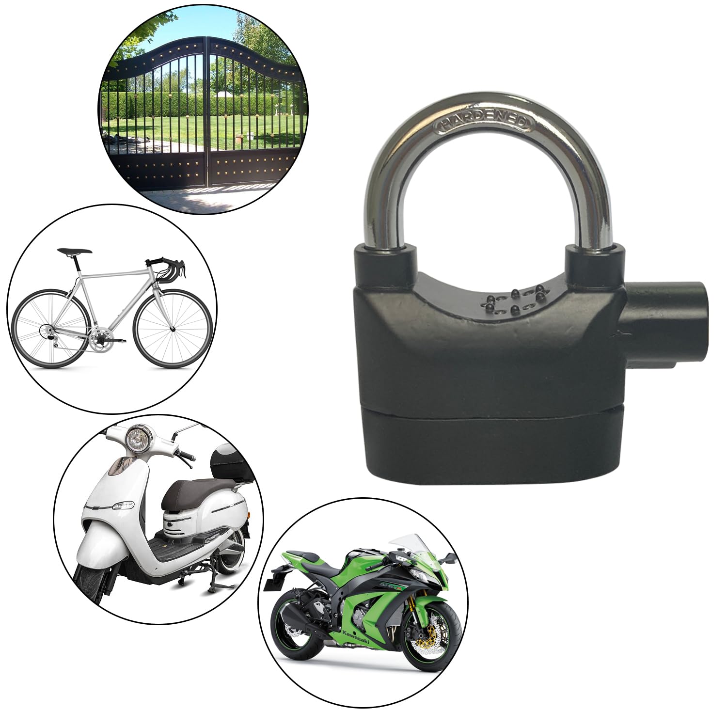 Close-up of the hardened latch on a Lianshi alarm lock.
