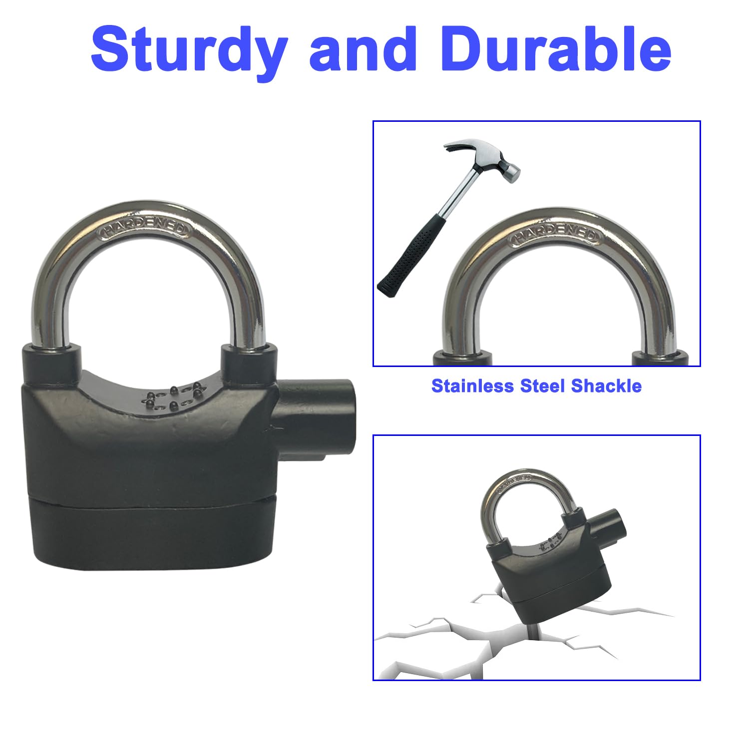 Two keys shown with a Lianshi alarm lock for quick access.