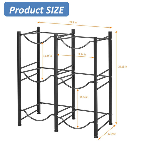 LIANTRAL 3-tier black double-row rack demonstrates compact, sturdy storage