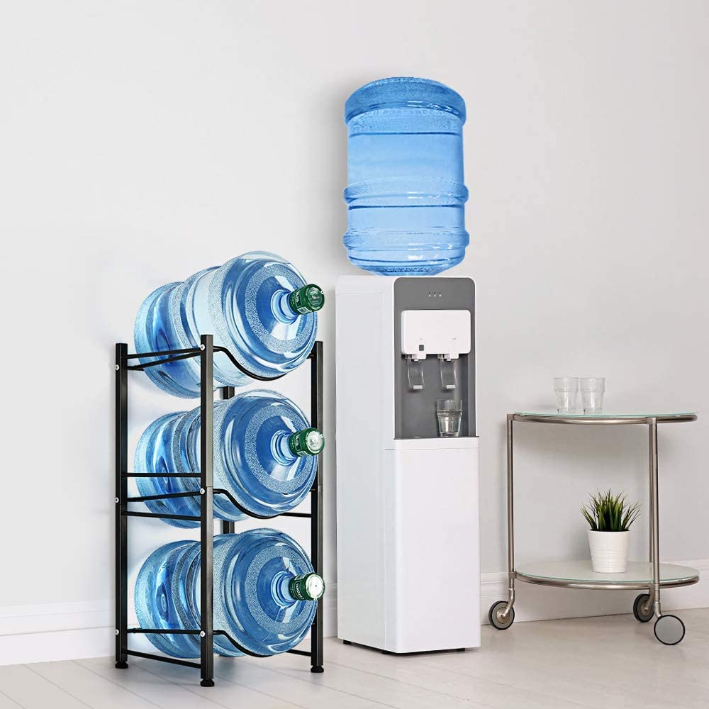 LIANTRAL space-saving water bottle shelf keeps kitchens and break rooms tidy.