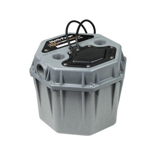 Liberty 404 short-profile drain pump installed under a compact sink for tight spaces.