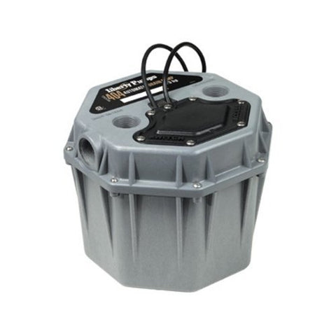 Liberty 404 short-profile drain pump installed under a compact sink for tight spaces.