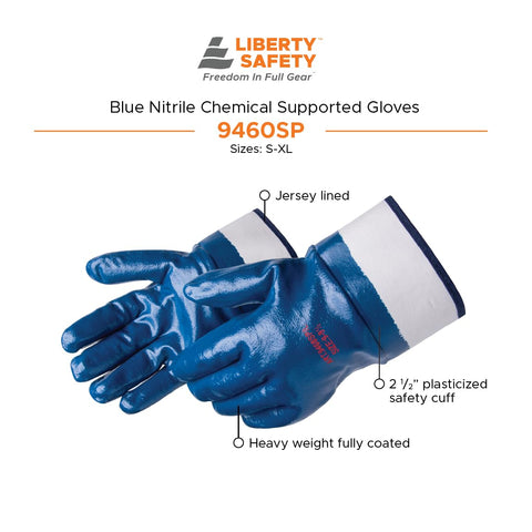 Liberty Safety 9460SP nitrile gloves are versatile for metal handling, construction, and maintenance tasks.