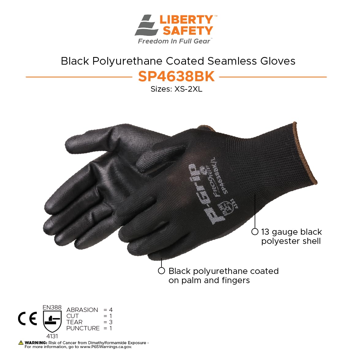 Liberty Safety SP4638BK glove durable for high-use industrial environments