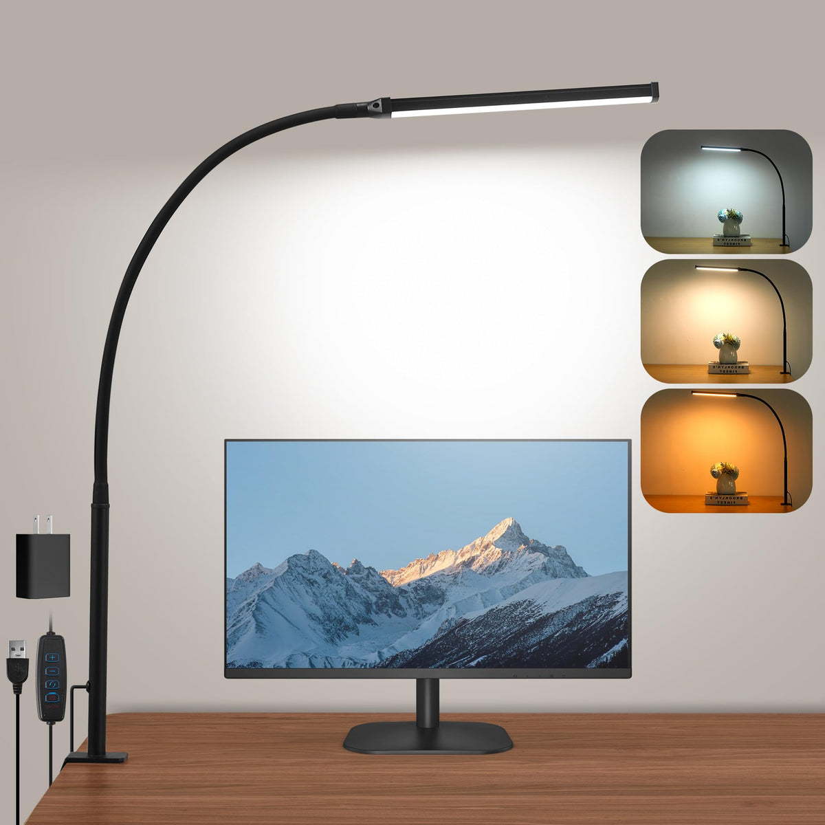 LIBORA LED desk lamp with clamp clip-on for space-saving desk lighting