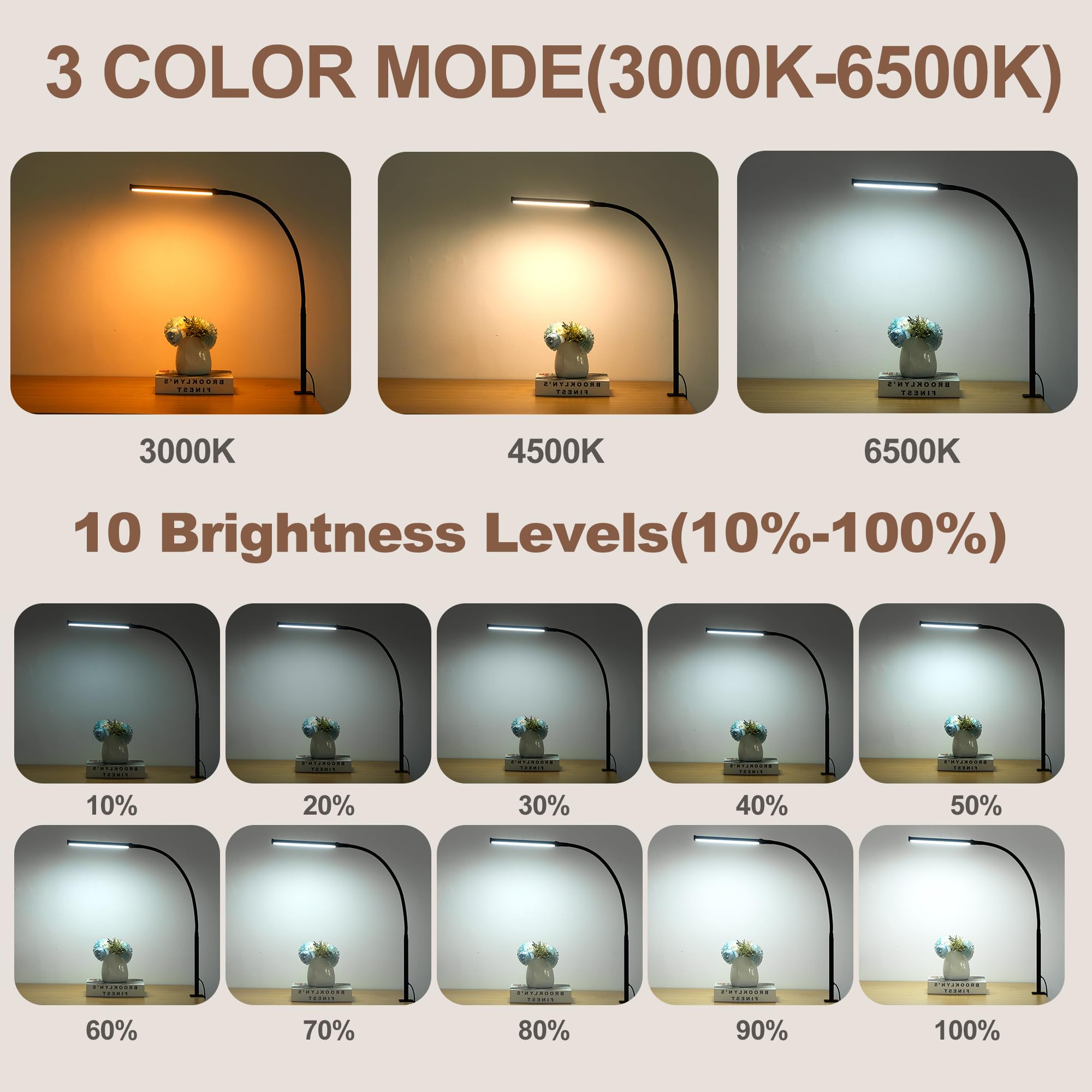 LIBORA LED desk lamp with flexible gooseneck directing light precisely