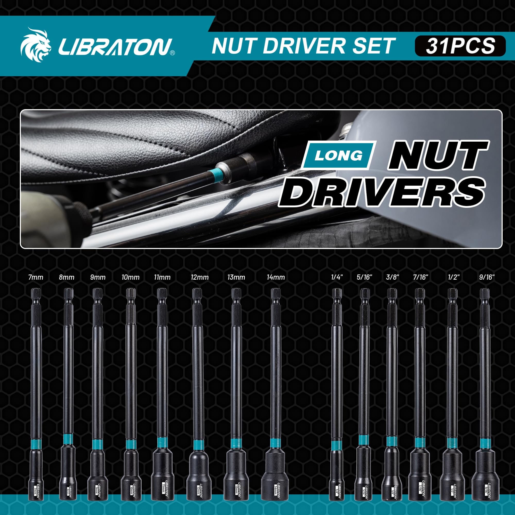 LIBRATON 1-4-inch impact-to-hex converter ready for versatile use.