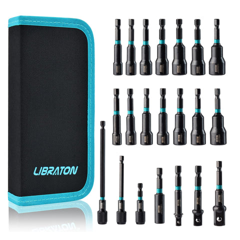 LIBRATON 21PCS magnetic nut driver set neatly stored in toolbox for quick access