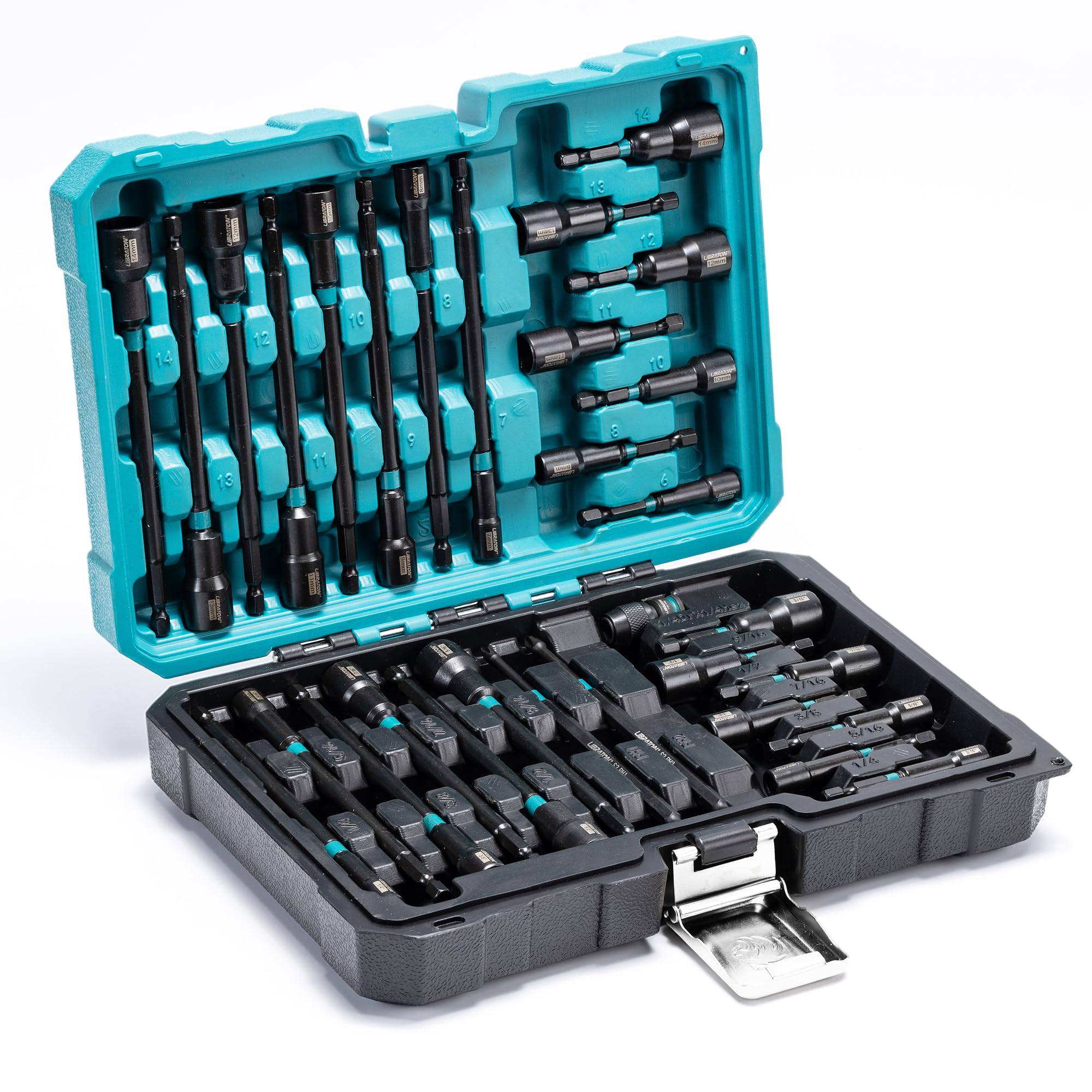 LIBRATON 31-piece layout showing SAE and metric nut drivers.