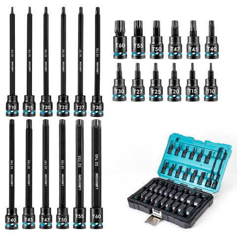 LIBRATON 3/8-inch drive torx bit set with extra-long 6-inch sockets for deep access.