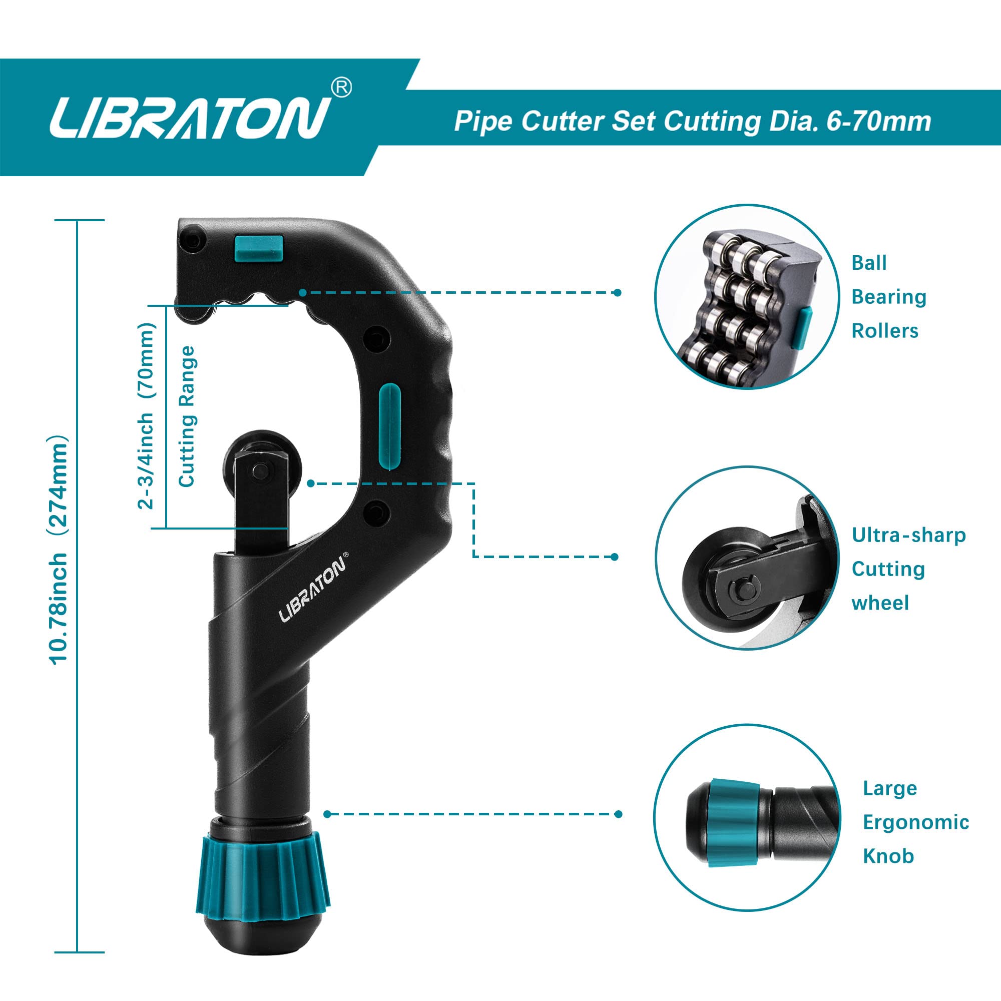 Libraton copper-tube-cutter-with-bearing showing smooth rotation design
