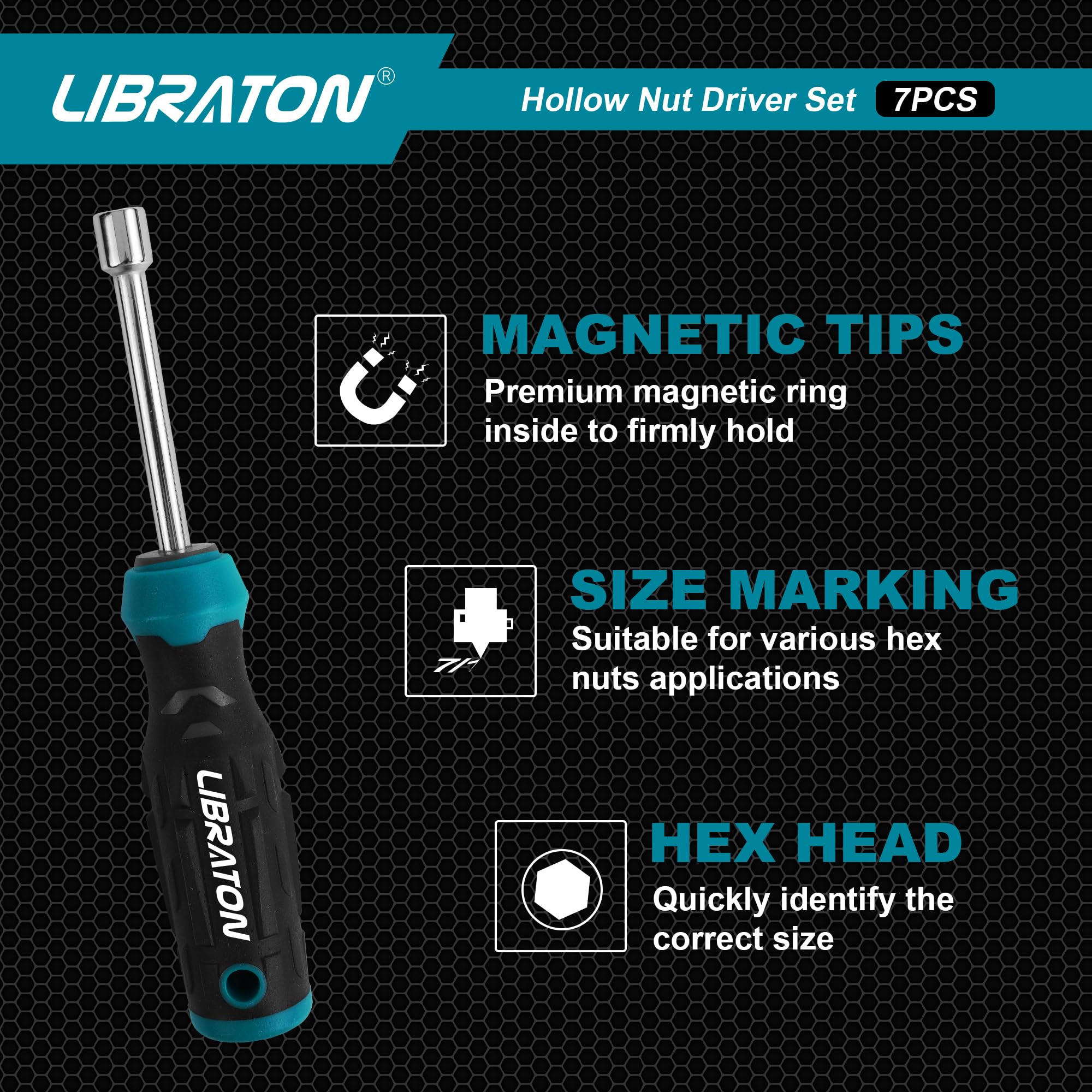 LIBRATON long-bolt compatible hollow driver enabling deep reach