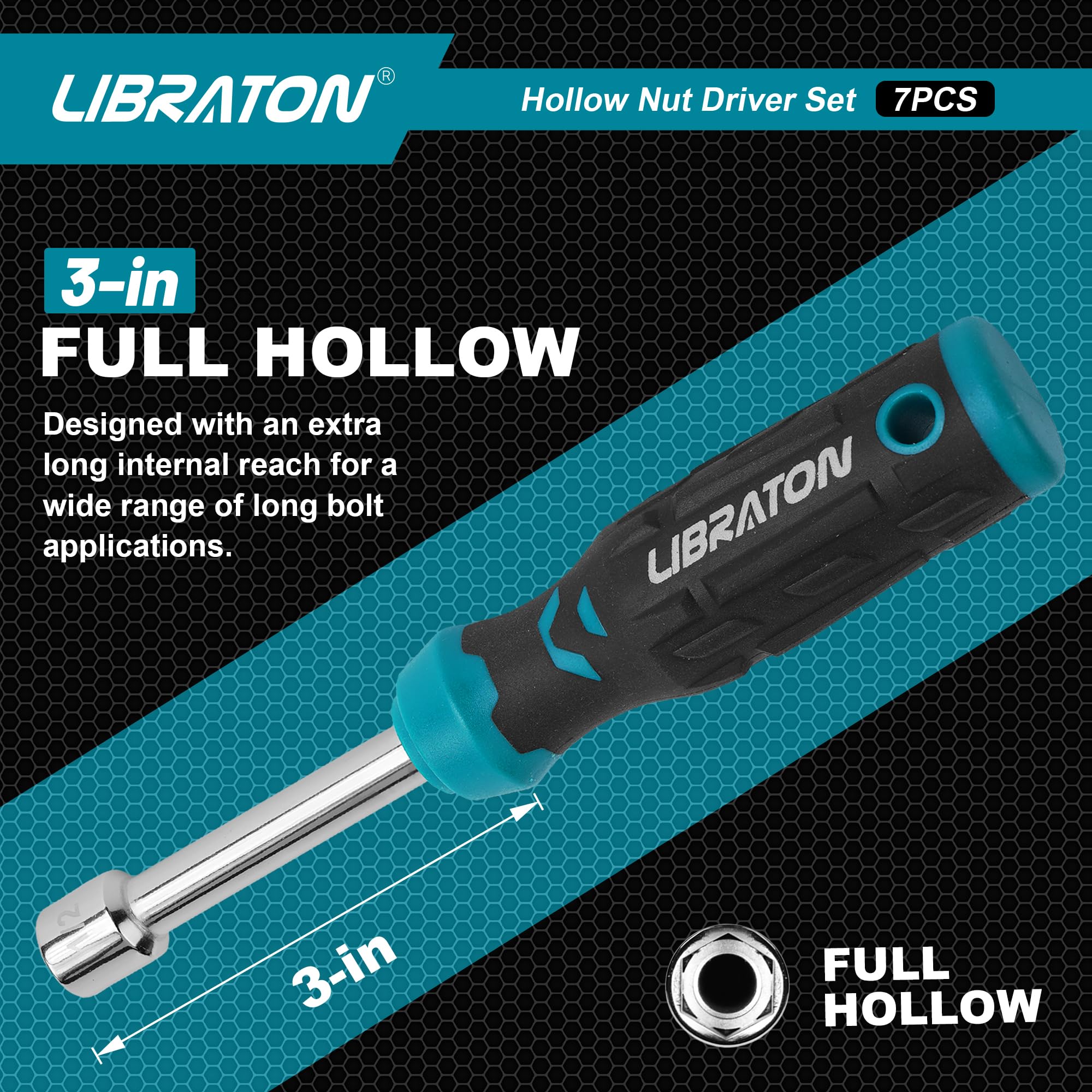 LIBRATON magnetic hollow-tip nut driver for secure fasteners