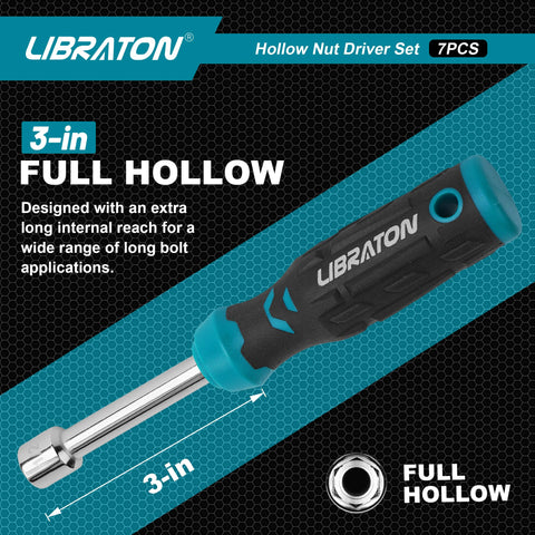 LIBRATON magnetic hollow-tip nut driver for secure fasteners