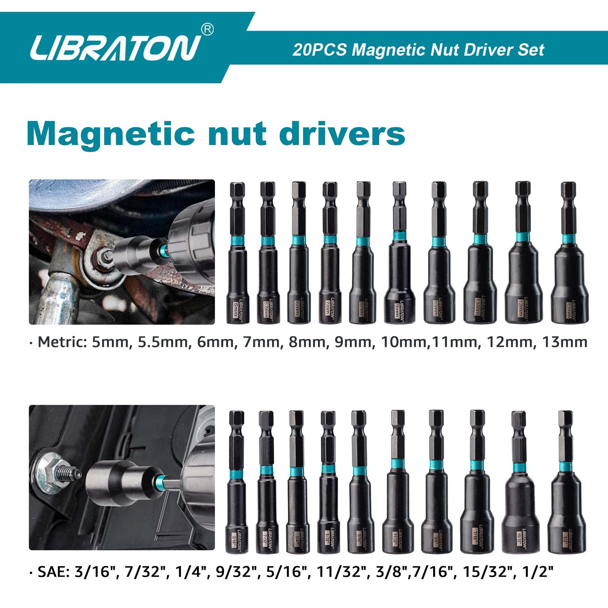 LIBRATON magnetic nut driver metric 6mm ideal for medium fasteners