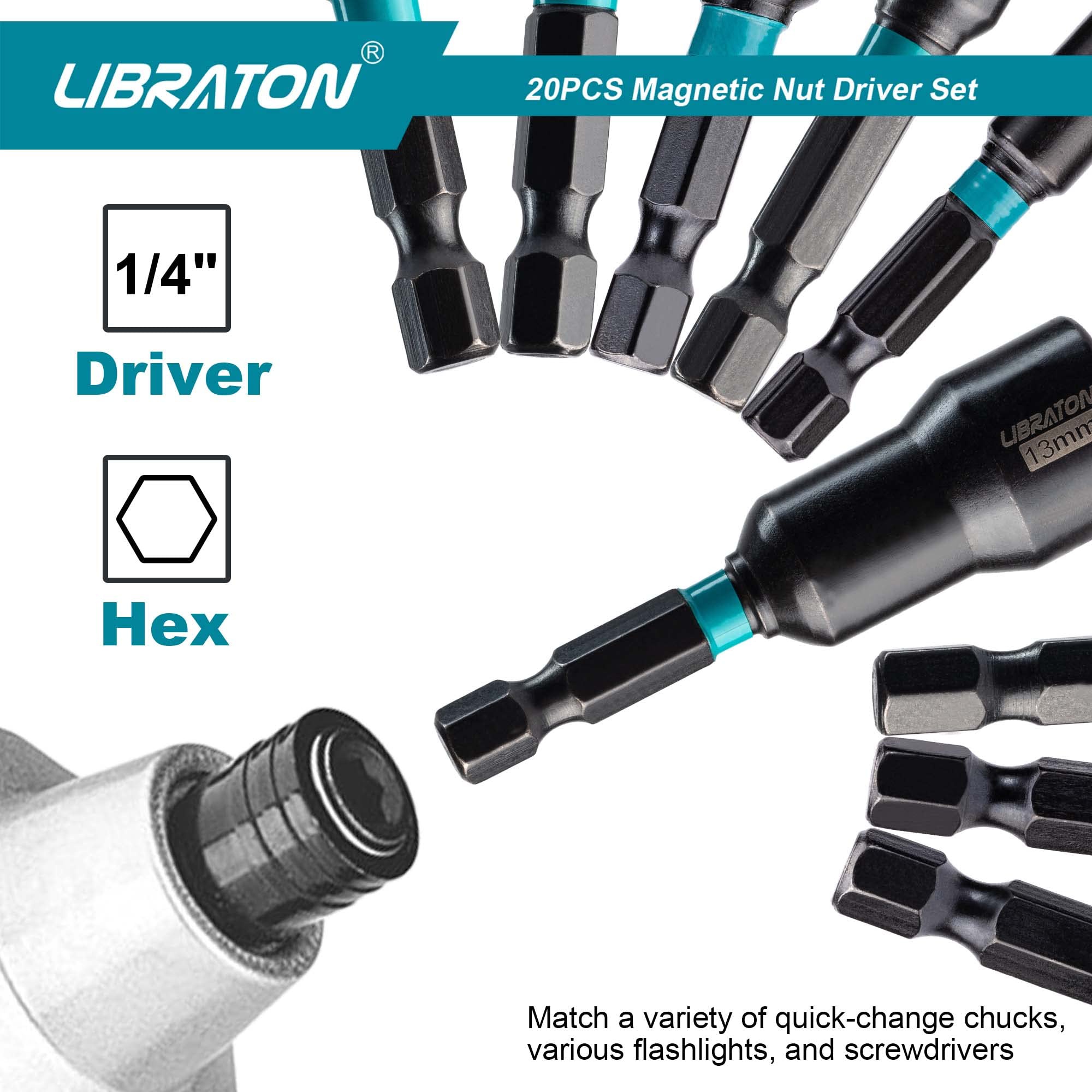 LIBRATON magnetic nut driver metric 7mm versatile for projects