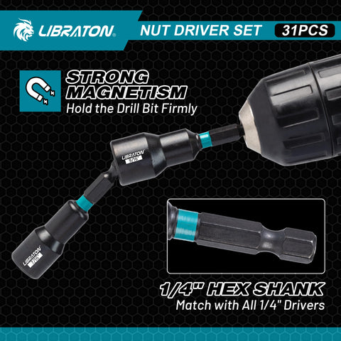 LIBRATON metric and SAE drivers set for precise fastener work.