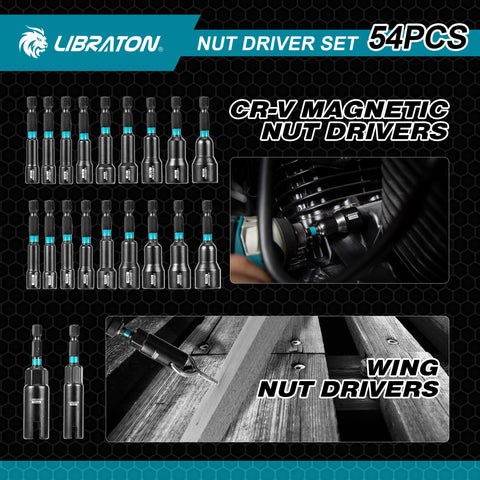 LIBRATON quick-release extension keeps bits within reach in tight spaces.