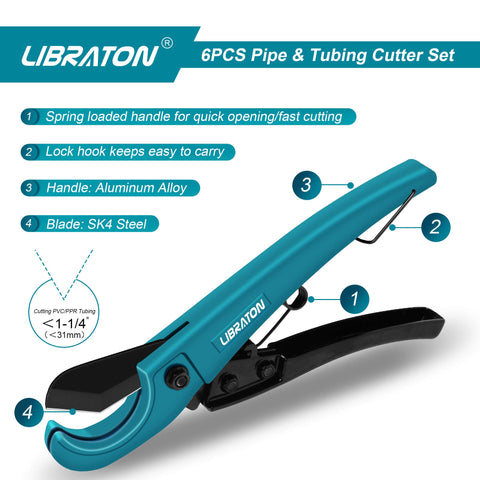 LIBRATON Pex Cutter cutting 1-1/4 inch pipe for clean, precise results