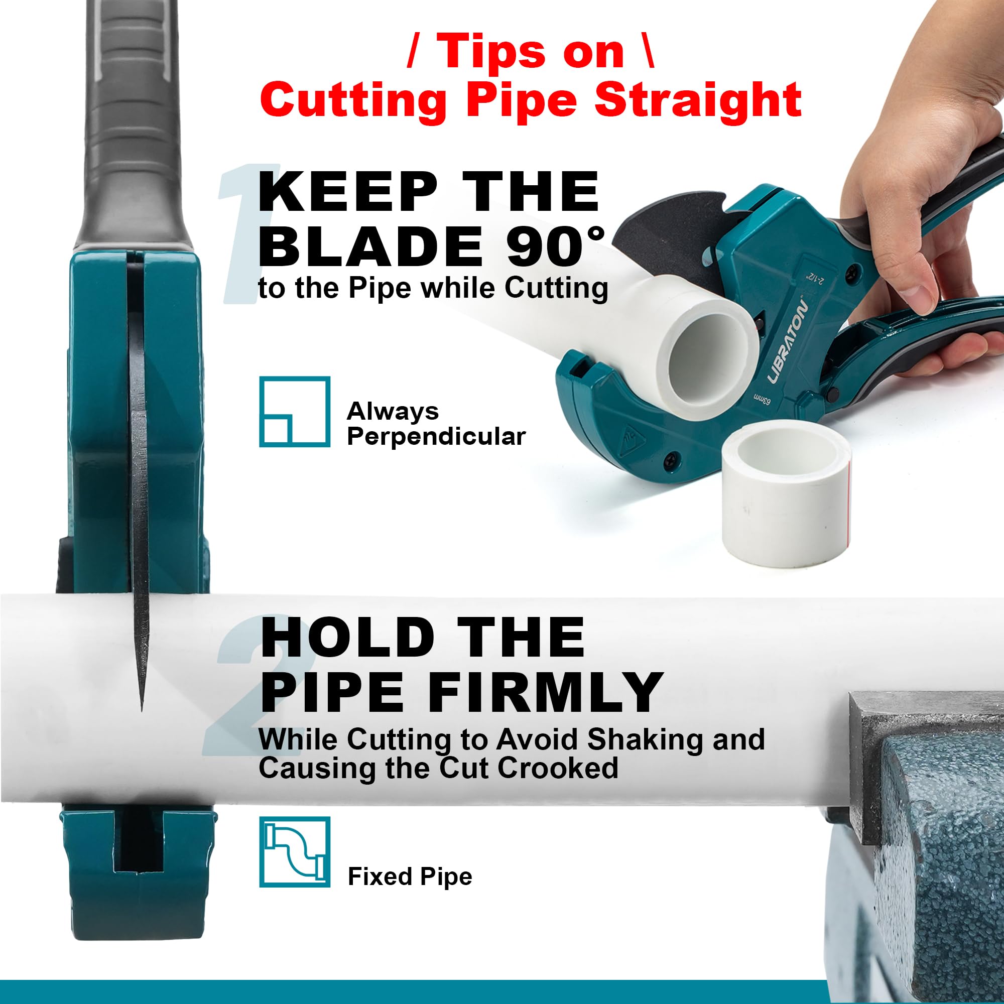 LIBRATON PVC cutter handles diverse materials like PVC, CPVC, PEX, and more.