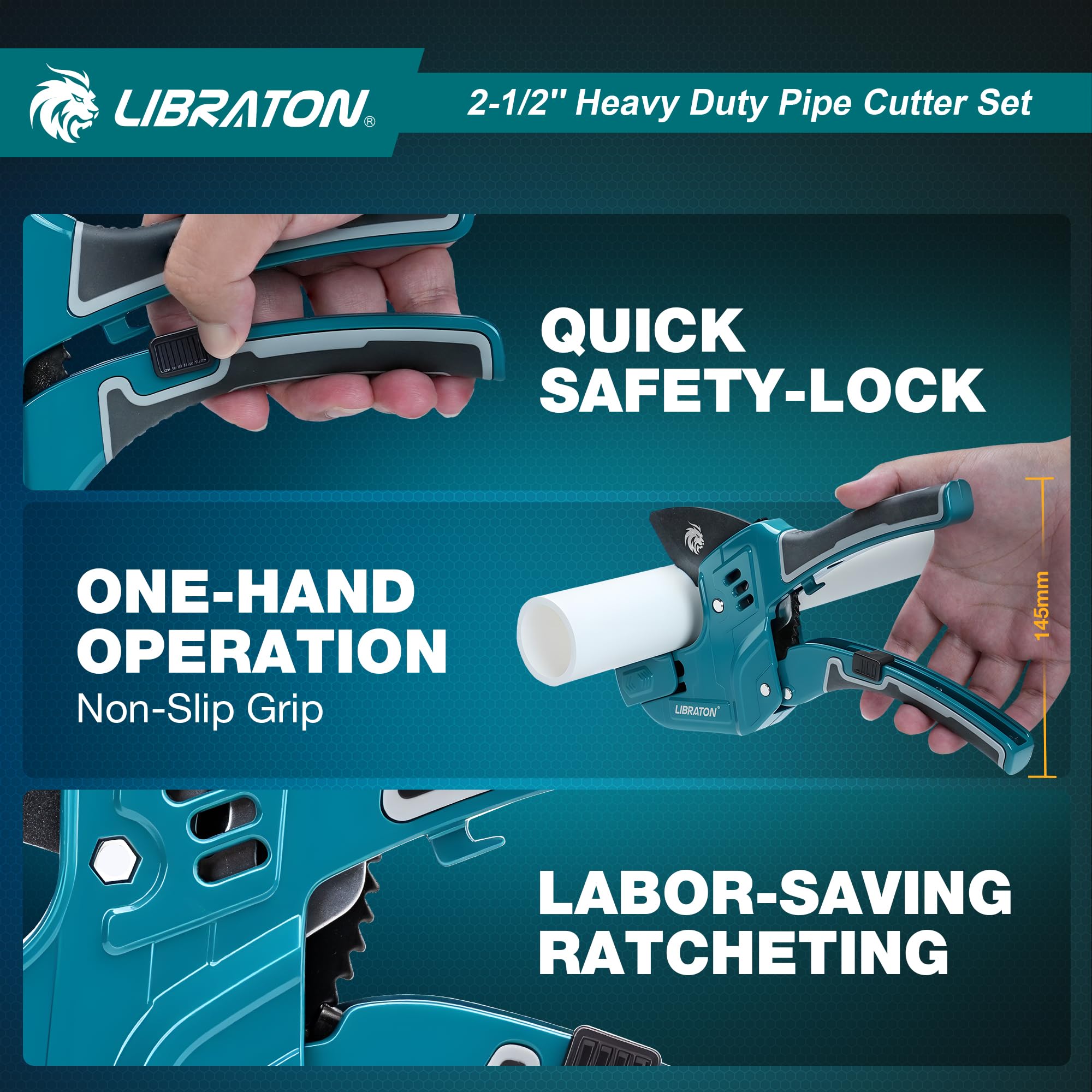 LIBRATON ergonomic ratchet handle enables one handed operation