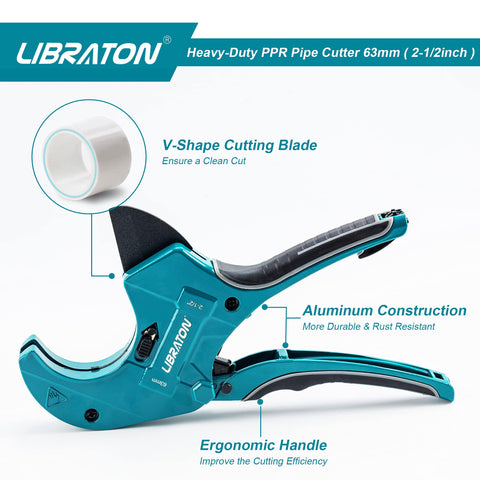 LIBRATON PVC pipe cutter compatible with PVC, PEX, CPVC, PP-R, PE