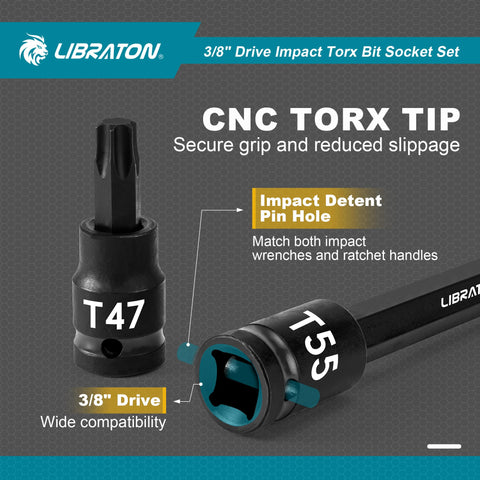 LIBRATON S2 alloy steel torx bits for durable, high-torque use.