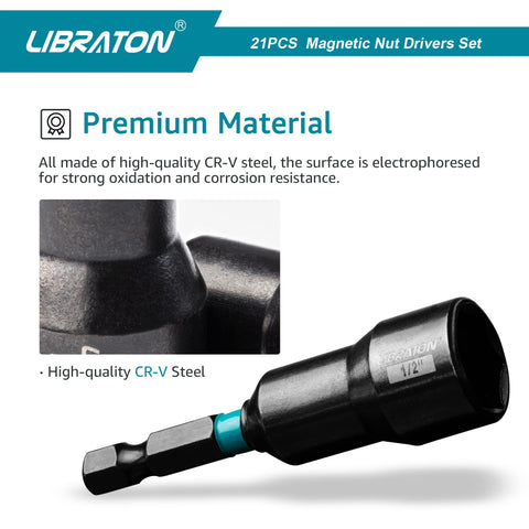 LIBRATON SAE nut drivers from 1/4 inch to 9/16 inch for common hardware