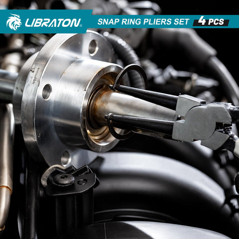 LIBRATON Snap Ring Pliers 90-degree bent jaw, ideal for confined engine bays.
