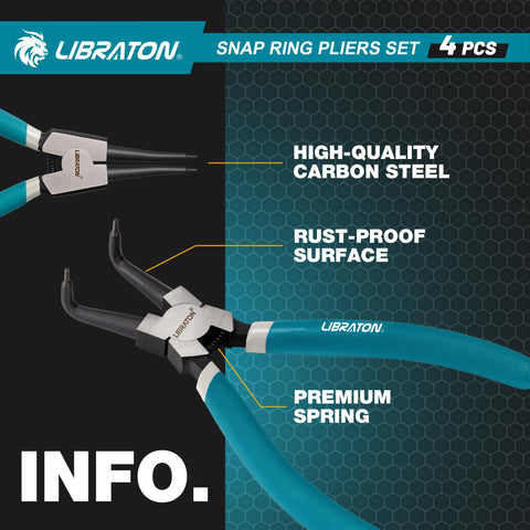 LIBRATON Snap Ring Pliers 90-degree internal 30mm, fits in narrow housings.