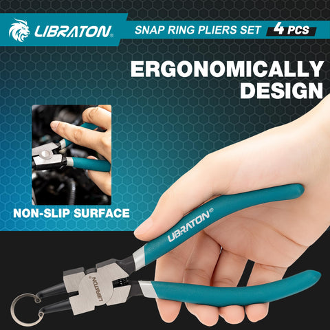 LIBRATON Snap Ring Pliers ultra-fine tips 1.8mm, access tiny grooves.