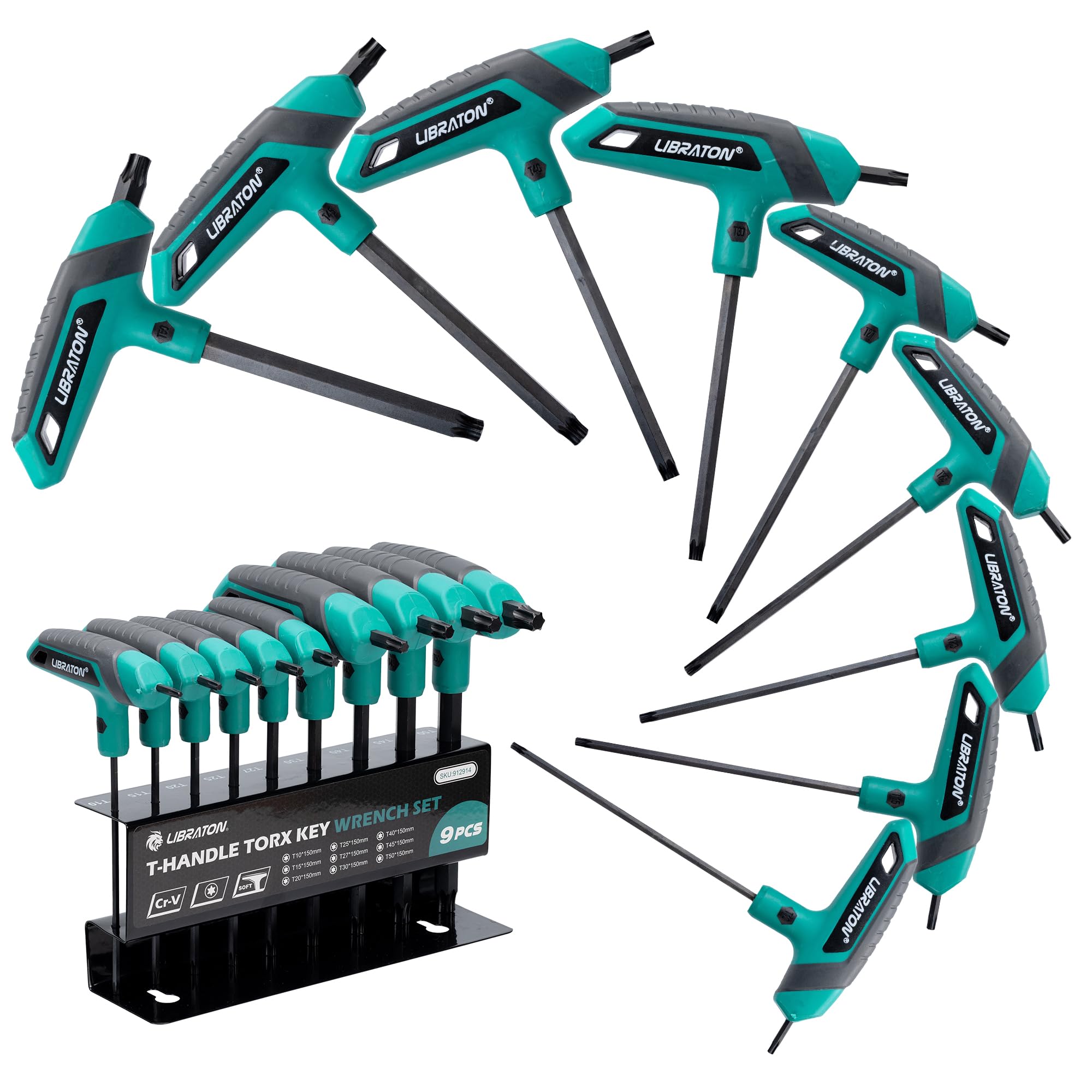 LIBRATON T-Handle Torx set front view for versatile home and auto repairs.