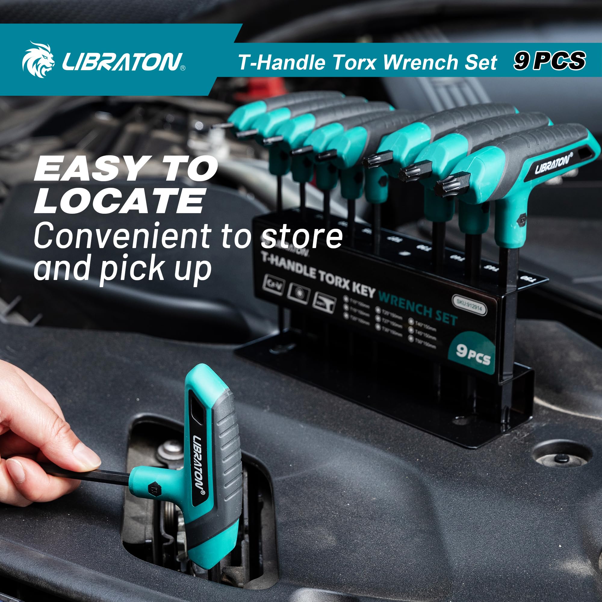 LIBRATON storage rack keeps torx keys organized and easy to reach during repairs.