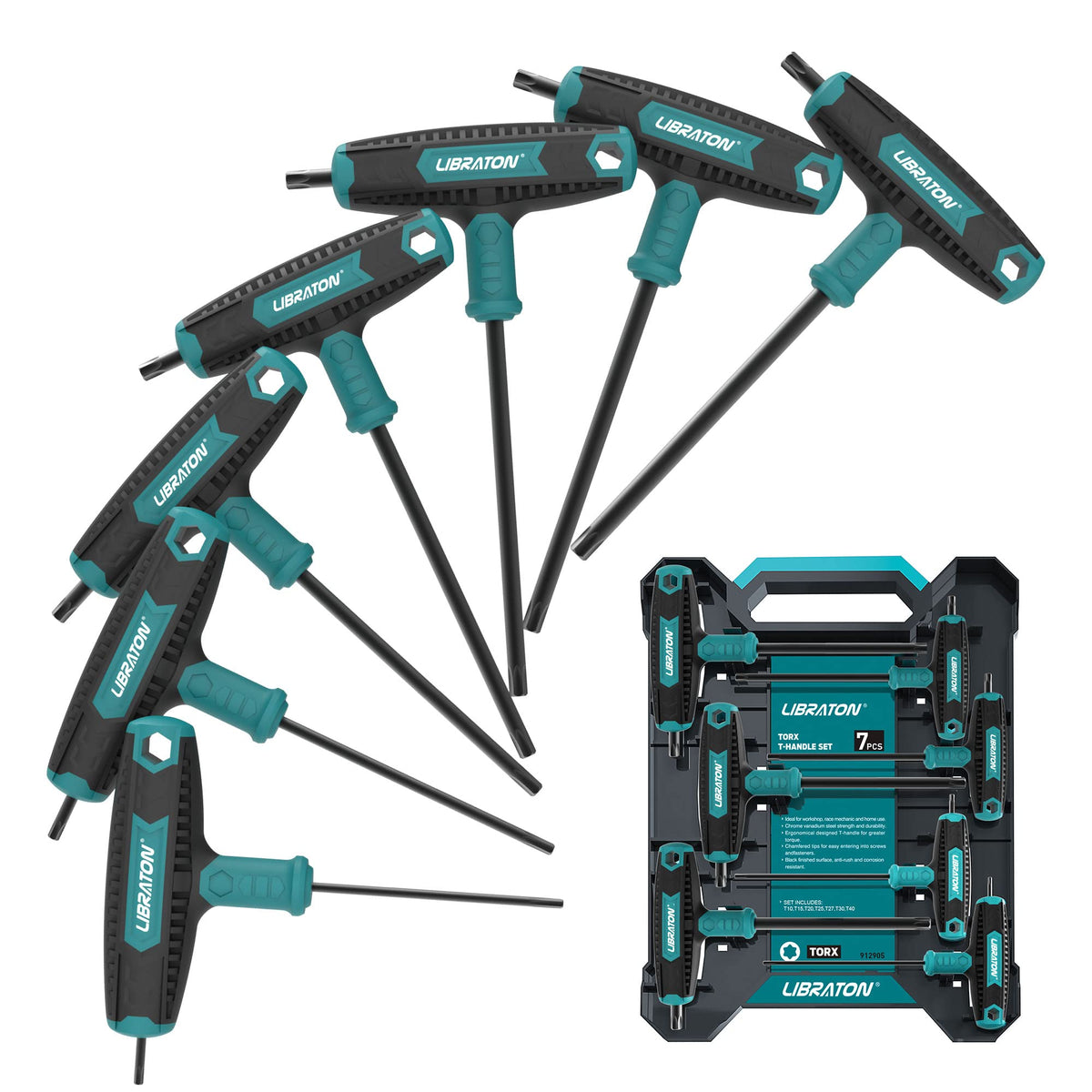 LIBRATON T-Handle Wrench Set with dual ends for deep and shallow screws, versatile use.