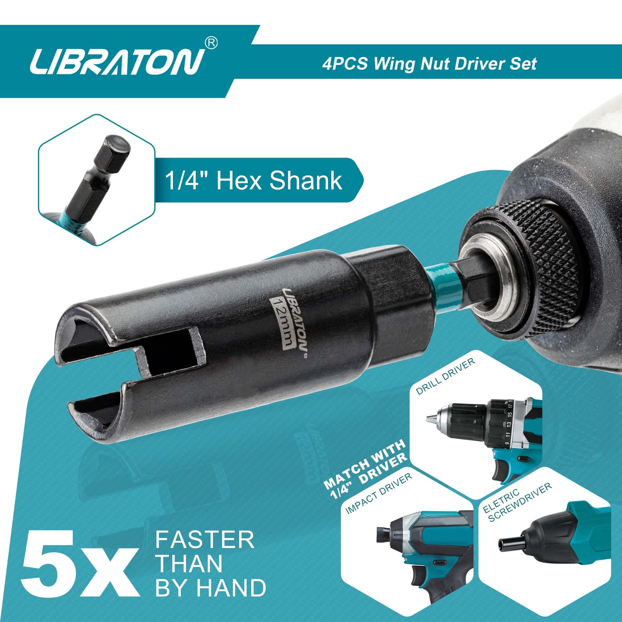LIBRATON wing-nut driver 15mm supports swift wing nut installation.