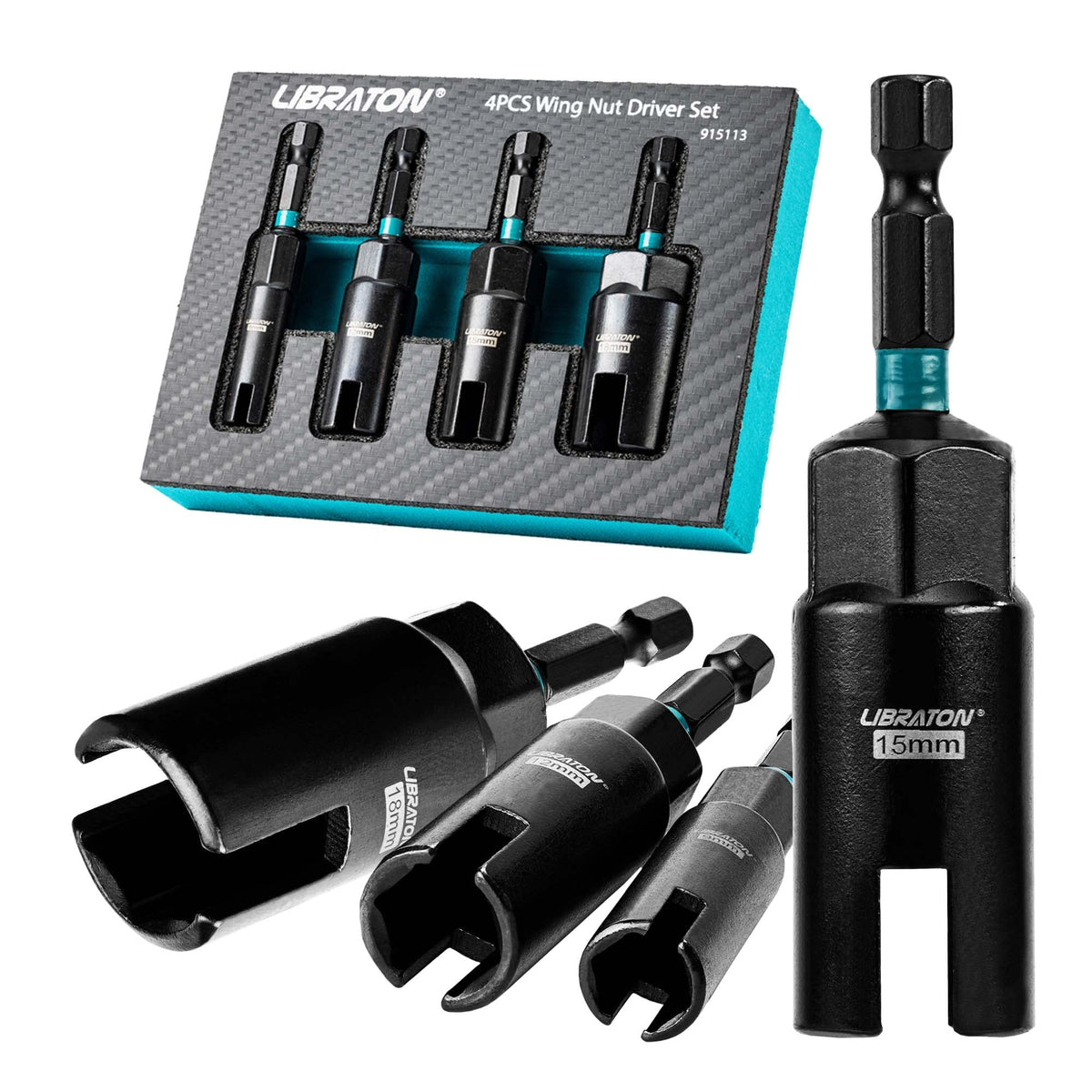 LIBRATON wing-nut driver 9mm enables quick, drill-assisted tightening.