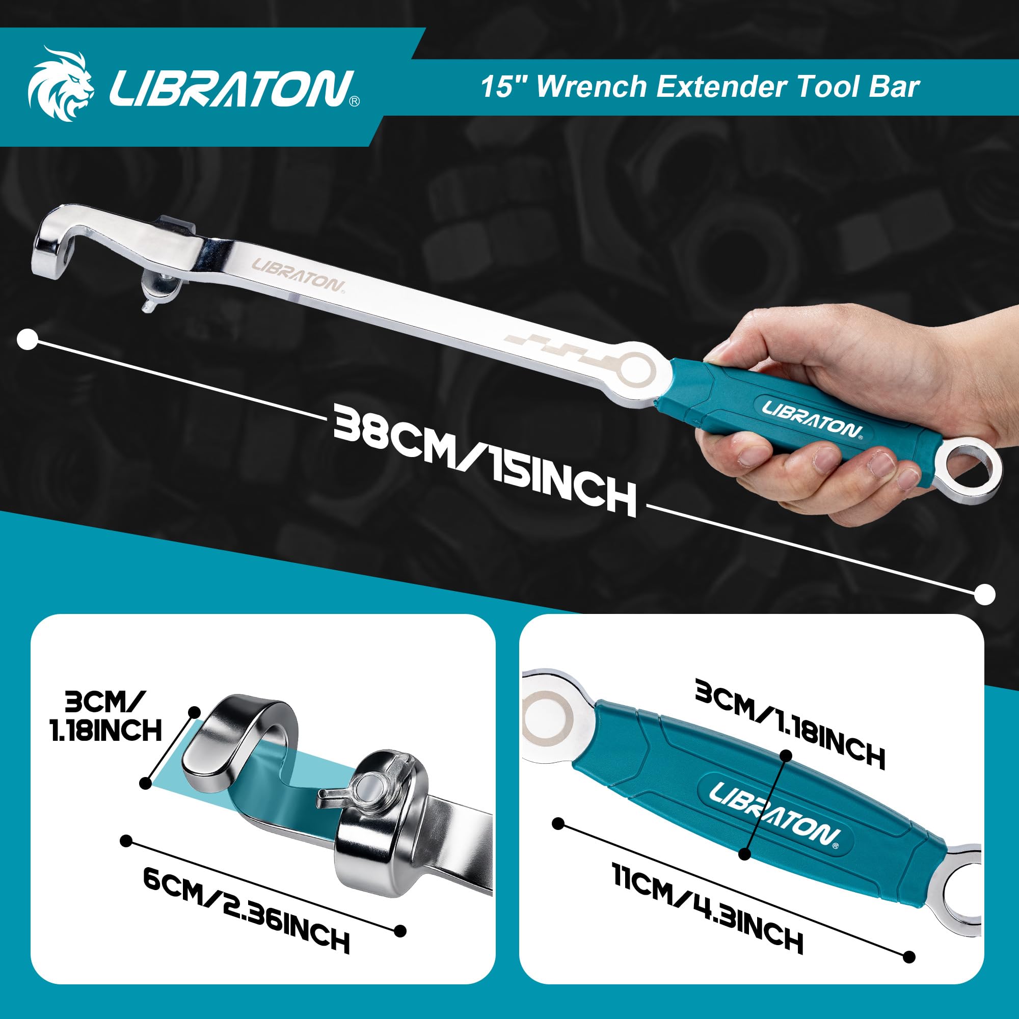 LIBRATON wrench extender assembly showing a stable front lock