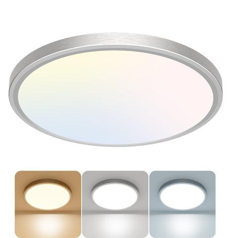 libtit 12-inch flush mount LED ceiling light in brushed nickel provides bright, energy-efficient illumination.