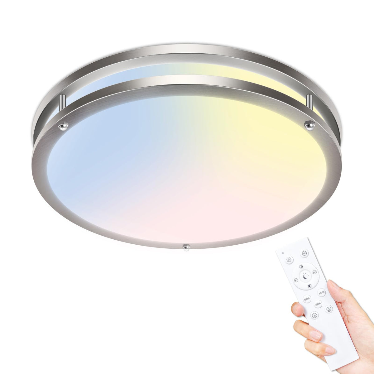 Libtit 13-inch flush-mount ceiling light with remote dimming for precise ambiance control.