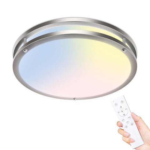 Libtit 13-inch flush-mount ceiling light with remote dimming for precise ambiance control.